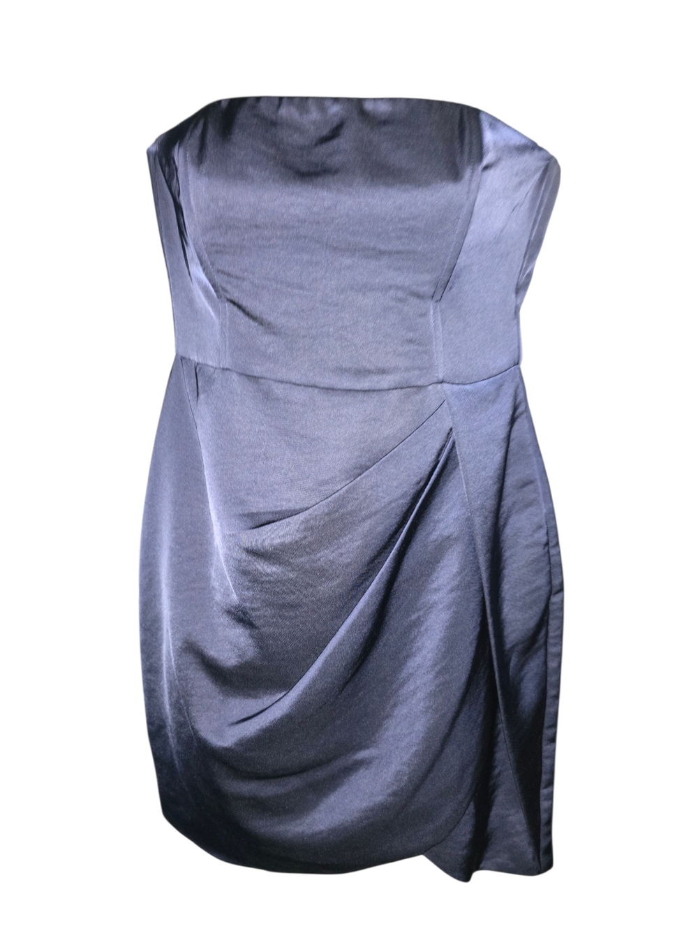 Lulu's Strapless Slate Satin Cocktail Dress